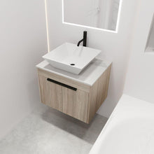 Carregar imagem no visualizador da galeria, 24" Modern Design Float Bathroom Vanity With Ceramic Basin Set, Wall Mounted White Oak Vanity With Soft Close Door, KD-PackingD-Packing Pieces