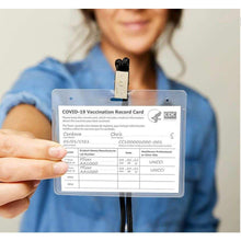 Load image into Gallery viewer, Avery CDC Vaccine Card Holders and Lanyards, 4" x 3", Landscape, 5 Prepunched ID Card Holders and Lanyards (02913)e