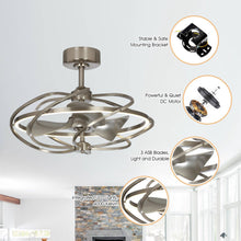 Carregar imagem no visualizador da galeria, 27" Bucholz Industrial DC Motor Brushed Nickel Downrod Mount Reversible Ceiling Fan with Lighting and Remote Control