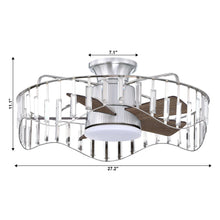 Carregar imagem no visualizador da galeria, 27" Modern Brush Nickel Flush Mount Reversible Ceiling Fan with Lighting and Remote Control
