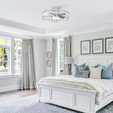 Carregar imagem no visualizador da galeria, 27" Modern Brush Nickel Flush Mount Reversible Ceiling Fan with Lighting and Remote Control