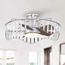Carregar imagem no visualizador da galeria, 27" Modern Brush Nickel Flush Mount Reversible Ceiling Fan with Lighting and Remote Control