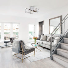 Carregar imagem no visualizador da galeria, 27" Modern Brush Nickel Flush Mount Reversible Ceiling Fan with Lighting and Remote Control