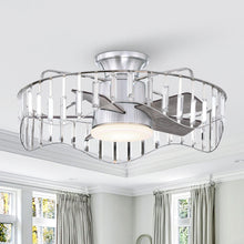 Carregar imagem no visualizador da galeria, 27" Modern Brush Nickel Flush Mount Reversible Ceiling Fan with Lighting and Remote Control