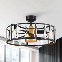Carregar imagem no visualizador da galeria, 27" Modern DC Motor Downrod Mount Reversible Crystal Ceiling Fan with Lighting and Remote Control