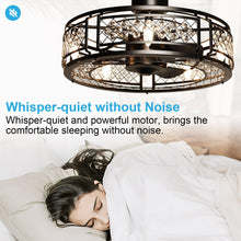 Carregar imagem no visualizador da galeria, 27" Wright Modern DC Motor Downrod Mount Reversible Crystal Ceiling Fan with Lighting and Remote Control