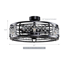 Carregar imagem no visualizador da galeria, 27" Wright Modern DC Motor Downrod Mount Reversible Crystal Ceiling Fan with Lighting and Remote Control