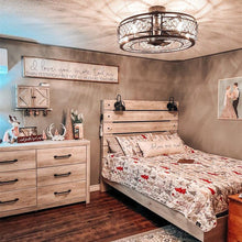 Carregar imagem no visualizador da galeria, 27" Wright Modern DC Motor Downrod Mount Reversible Crystal Ceiling Fan with Lighting and Remote Control