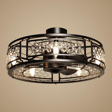 Carregar imagem no visualizador da galeria, 27" Wright Modern DC Motor Downrod Mount Reversible Crystal Ceiling Fan with Lighting and Remote Control