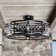 Carregar imagem no visualizador da galeria, 27" Wright Modern DC Motor Downrod Mount Reversible Crystal Ceiling Fan with Lighting and Remote Control