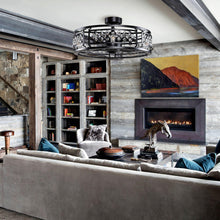 Carregar imagem no visualizador da galeria, 27" Wright Modern DC Motor Downrod Mount Reversible Crystal Ceiling Fan with Lighting and Remote Control