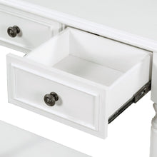 Load image into Gallery viewer, Retro Circular Curved Design Console Table with Open Style Shelf Solid Wooden Frame and Legs Two Top Drawers (White
