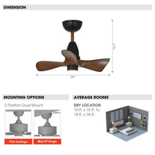 Carregar imagem no visualizador da galeria, 28" Kwang Farmhouse DC Motor Downrod Mount Reversible Ceiling Fan with LED Lighting and Remote Control