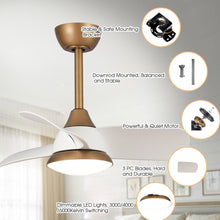 Carregar imagem no visualizador da galeria, 28" Modern DC Motor Downrod Mount Reversible Ceiling Fan with LED Lighting and Remote Control