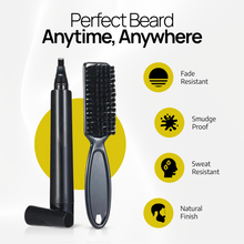Load image into Gallery viewer, Beard Filler Pen kit Black Beard Pen with Brush Waterproof and Sweat Proof Barber Styling Pencil Long Lasting Marker Filler for Men Beard Grooming Kit Barber Accessories Beard Products