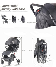 Load image into Gallery viewer, Baby Stroller, Lightweight Stroller w/Snack Tray, Footmuff, Raincover, Cup Holder & Travelbag, Toddler Stroller Folding with One Hand, Travel Stroller