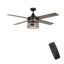 Carregar imagem no visualizador da galeria, 52" Mirelle Farmhouse Downrod Mount Reversible Ceiling Fan with Lighting and Remote Control