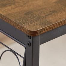 Load image into Gallery viewer, Bar Table Set with wine bottle storage rack. Rustic Brown, 47.24" L x 15.75" W x 35.43" H.
