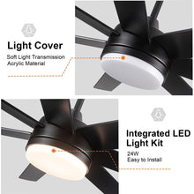 Carregar imagem no visualizador da galeria, 72 In Farmhouse Ceiling Fan with Plywood Blades for Dining Room