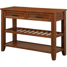 Load image into Gallery viewer, Console Sofa Table with 2 Storage Drawers and 2 Tiers Shelves, Mid-Century Style 42" Solid Wood Buffet Sideboard for Living Room Furniture Kitchen Dining Room Entryway Hallway, Brown