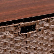 Carregar imagem no visualizador da galeria, Metal coffee table,desk,with a lifting table,and hidden storage space.There were two removable wicker baskets that could be placed in any space such as the living room,color:brownwith solid wood grain