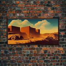 Carregar imagem no visualizador da galeria, Abandoned Art, 1940s Abandoned pueblo style villa, Wall Decor, Ready To Hang Framed Canvas Print, Oversize Wall Art