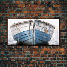 Load image into Gallery viewer, Boho Style Nautical Decor, Minimalist Art, Framed Canvas Print, Photograph Of An Old Wooden Ship, Beachhouse Decor, Wood Boat, Gift For Him