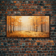Carregar imagem no visualizador da galeria, Fall Decor Framed Canvas Print | Trees With Falling Leaves | Fall Wedding Decor | Fall Home Decor | Fall Wall Decor | Rustic Fall Decor
