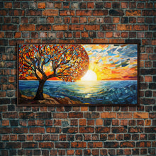 Load image into Gallery viewer, Mosaic Wall Art, Abstract Wall Art, Nature Wall Print, Sunset Art, Canvas Print, Wall Hanging, Panoramic Art, Kitchen Wall Art, Gift Ideas