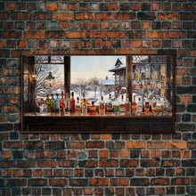 Load image into Gallery viewer, Bar Wall Decor, Winter Wall Print, Canvas Print, Wall Hanging, Panoramic Art, Home Bar Decor, Newlywed Gift, Tiny House Decor, Room Decor