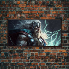 Load image into Gallery viewer, Thor God of Thunder, Framed Canvas Print, Norse Mythology Art, Fantasy Art