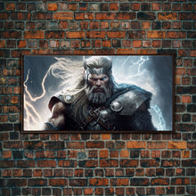 Load image into Gallery viewer, Thor Art, God of Thunder, Framed Canvas Print, Norse Mythology Art, Fantasy Art