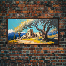 Load image into Gallery viewer, Ancient Roman Ruins, Framed Canvas Print, Old World Art, Olive Tree Amongst The Ruins, Living Room Decor