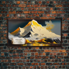 Load image into Gallery viewer, Cho Oyu, The Turquoise Goddess, Travel Poster, Framed Canvas Print, Mountain Landscape Painting, Original Painting Print