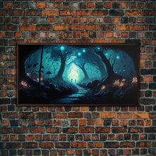 Load image into Gallery viewer, Beautiful Fantasy Art, Framed Canvas Print, Moonlit Forest Floor Fantasy Concept Art
