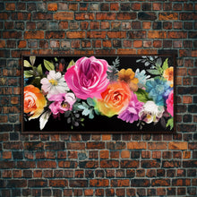 Carregar imagem no visualizador da galeria, Abstract Flower Wall Decor, Floral Wall Art, Nature Wall Decor, Panoramic Wall Decor, Canvas Print, Wall Art, Framed Canvas Art
