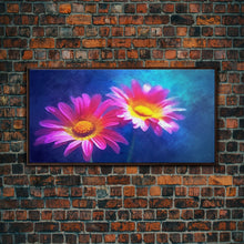 Carregar imagem no visualizador da galeria, Gerbera Wall Decor, Floral Wall Art, Nature Print, Purple Flowers Wall Art, Panoramic Wall Decor, Canvas Print, Wall Art, Framed Canvas Art
