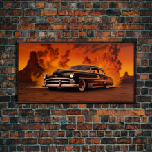 Load image into Gallery viewer, Chevy Classic Car Wall Decor, Retro Car Wall Decor, Desert Landscape Art, Panoramic Wall Decor, Canvas Print, Wall Art, Framed Canvas Art