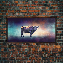 Carregar imagem no visualizador da galeria, Bull Wall Art, Animal Wall Art, Nature Art, Minimalist Art, Panoramic Wall Decor, Canvas Print, Wall Art, Framed Canvas Art