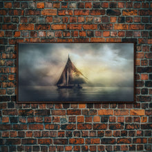 Carregar imagem no visualizador da galeria, Abstract Sailboat Wall Decor, Ocean Wall Art, Seascape, Storm Wall Decor, Panoramic Wall Decor, Canvas Print, Wall Art, Framed Canvas Art