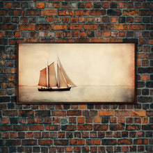 Carregar imagem no visualizador da galeria, Foggy Ocean Wall Art, Ship Painting Wall Decor, Abstract Wall Decor, Panoramic Wall Decor, Canvas Print, Wall Art, Framed Canvas Art