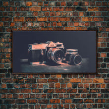 Carregar imagem no visualizador da galeria, Film Camera Wall Decor, Camera Wall Art, Retro Wall Art, Photography Art, Panoramic Wall Decor, Canvas Print, Wall Art, Framed Canvas Art