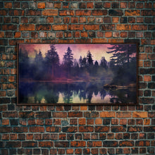 Carregar imagem no visualizador da galeria, Foggy Landscape Wall Art, Reflection River Wall Decor, Misty Lake Art, Panoramic Wall Decor, Canvas Print, Wall Art, Framed Canvas Art