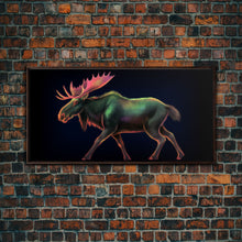 Carregar imagem no visualizador da galeria, Abstract Moose Wall Art, Animal Art Print, Nature, Minimalist Wall Art, Panoramic Wall Decor, Canvas Print, Wall Art, Framed Canvas Art