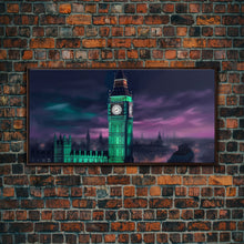Load image into Gallery viewer, Big Ben Wall Art, London Landscape, Cityscape Wall Art, England Wall Decor, Panoramic Wall Decor, Canvas Print, Wall Art, Framed Canvas Art