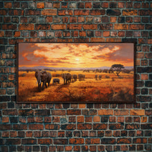 Load image into Gallery viewer, Elephant Wall Art, Animal Art, Safari Wall Art, Panoramic Art, Wall Art, Canvas Art, Landscape Art, Rustic Wall Decor, Military Gift, Prints