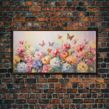 Carregar imagem no visualizador da galeria, Butterfly Wall Art, Flowers Wall Art, Colorful Fowers, Panoramic Art, Wall Art, Canvas Art, Landscape Art, Meadow Art, Botanical Art