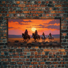 Load image into Gallery viewer, Cowboy Art, Horse Art, Western Wall Art, Panoramic Art, Wall Art, Canvas Art, Landscape Art, Western Wall Decor, First Home Gift, RV Decor
