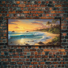 Load image into Gallery viewer, Beach Wall Art, Tropical Art Print, Palm Trees Wall Art, Panoramic Art, Wall Art, Canvas Art, Landscape Art, Landscape Print, Travel Print