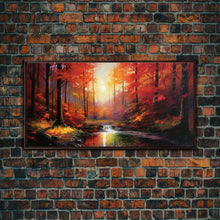 Carregar imagem no visualizador da galeria, Forest Wall Art, Autumn Art, Sunset Wall Art, Lake Art Panoramic Art, Wall Art, Canvas Art, Landscape Art, Tiny House Decor, Game Room Decor